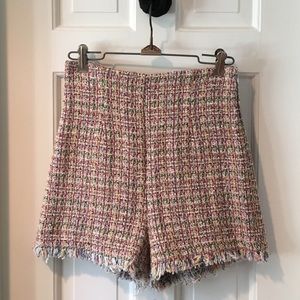 High waisted woven dress shorts